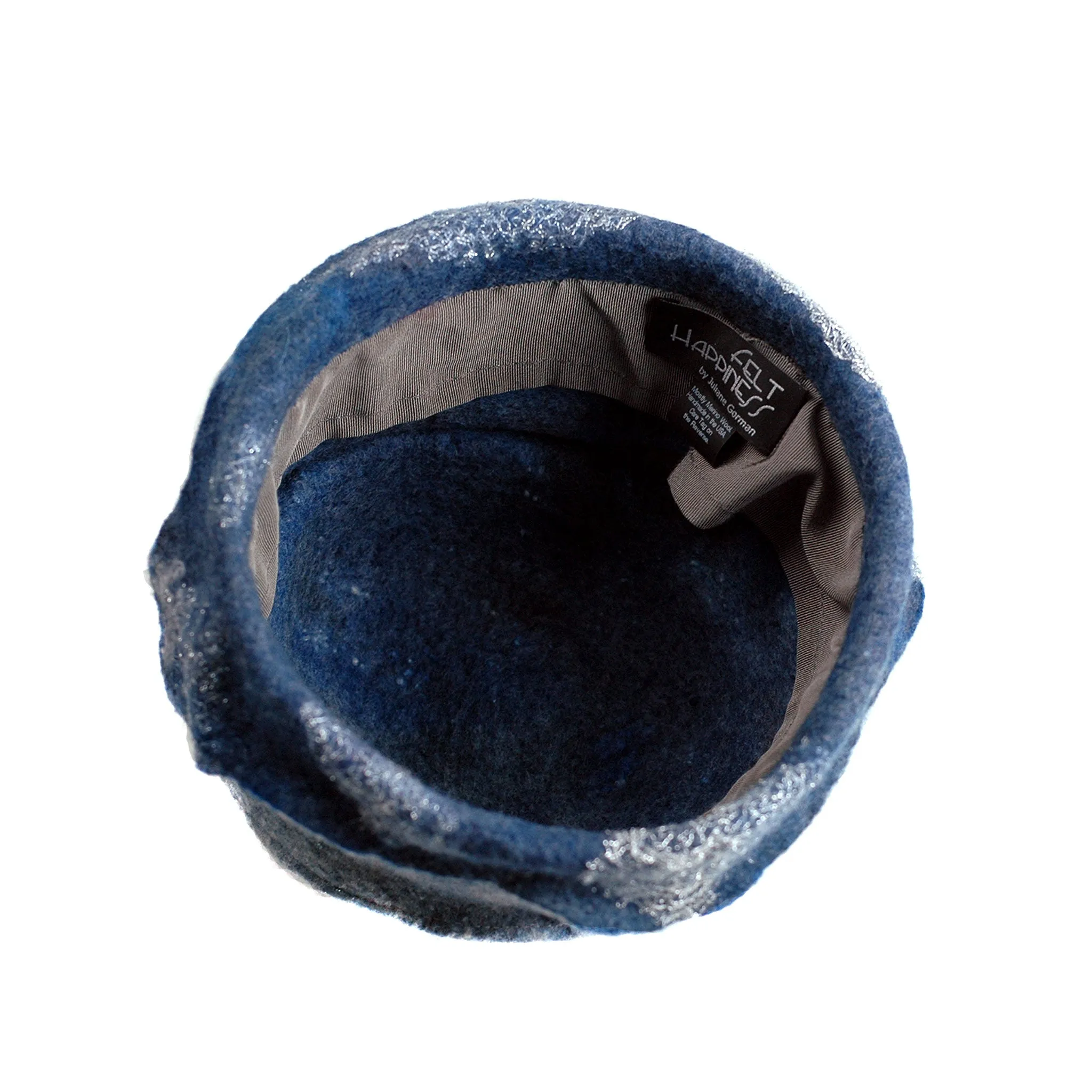 ~ Adopted ~ Ombre Indigo and White Felted Cloche
