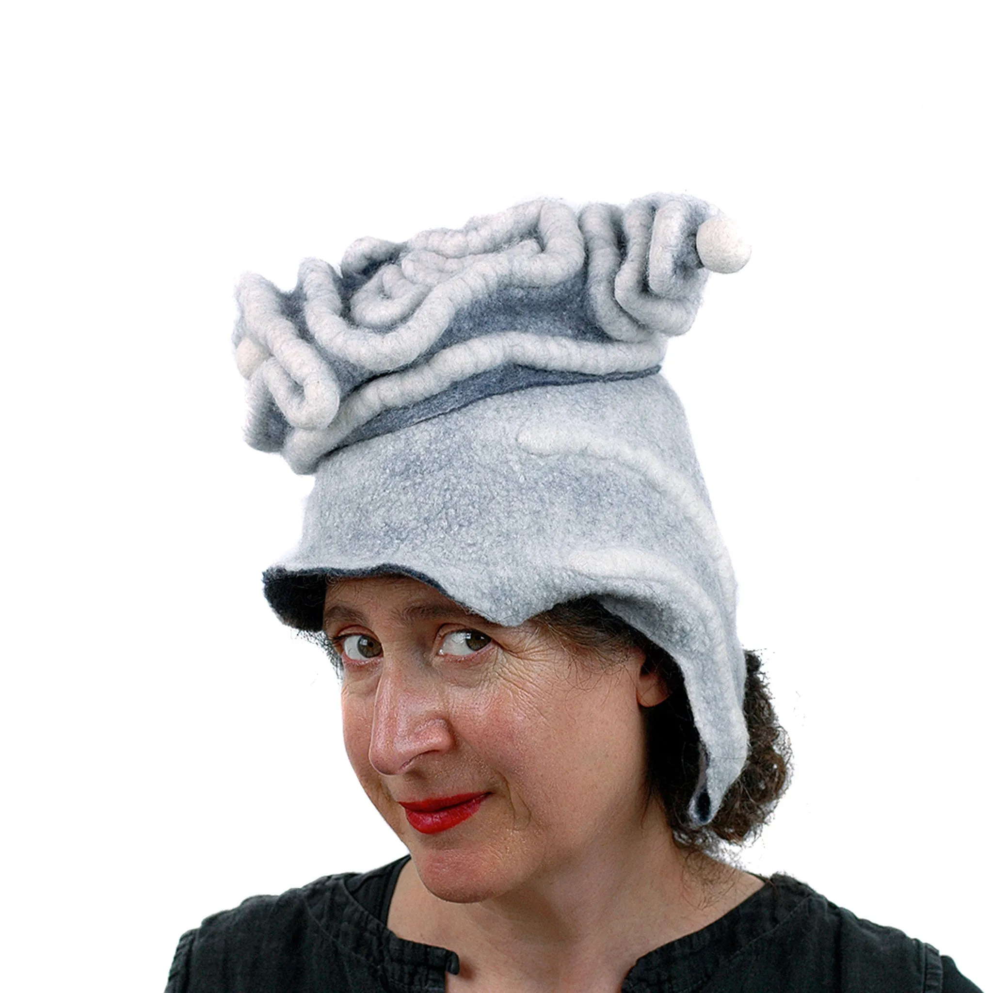 ~ Adopted ~ White Surrealistic Brain Hat