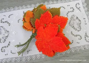 12 Small Vintage Velvet Colorful Autumn Leaves Millinery Floral Picks