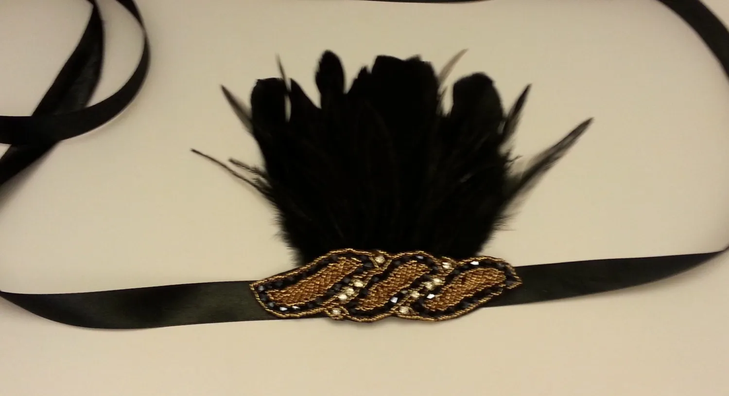 1920s Flapper Headpiece Black and Gold Vintage Gatsby Headband Crystal Beaded Great Gatsby Headband. Aliceband 1920's-40's sparkly headband