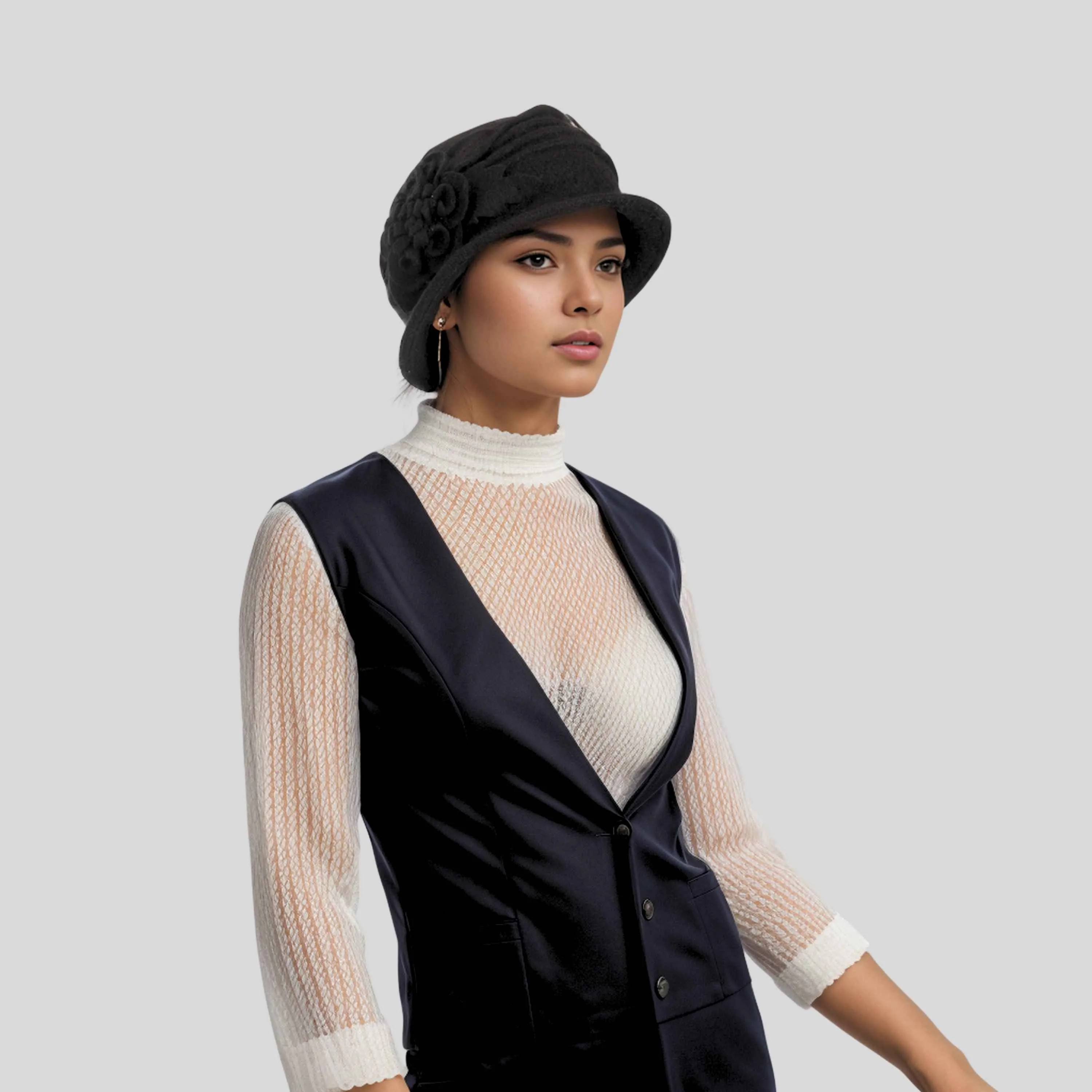1920s Style for Ladies Wool Cloche Bucket Hats