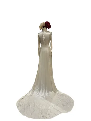 1930’s Satin Long Satin Wedding gown with Train