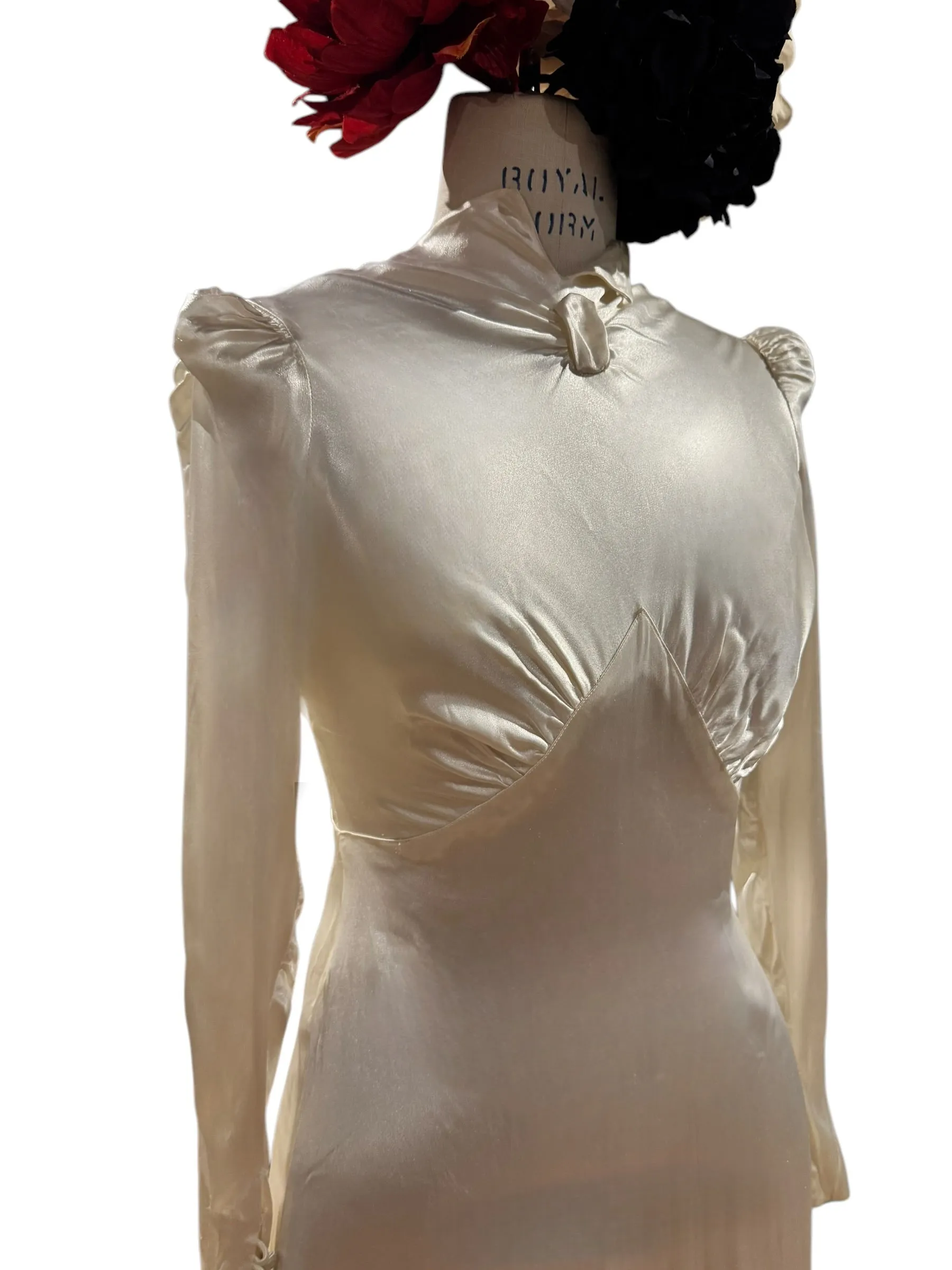 1930’s Satin Long Satin Wedding gown with Train