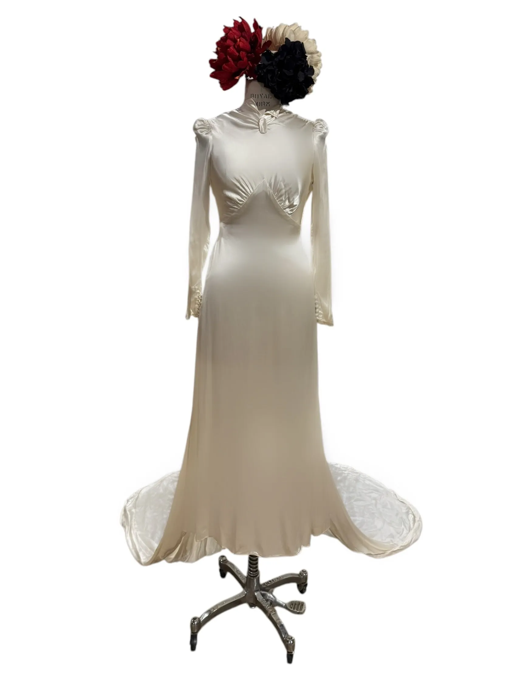 1930’s Satin Long Satin Wedding gown with Train