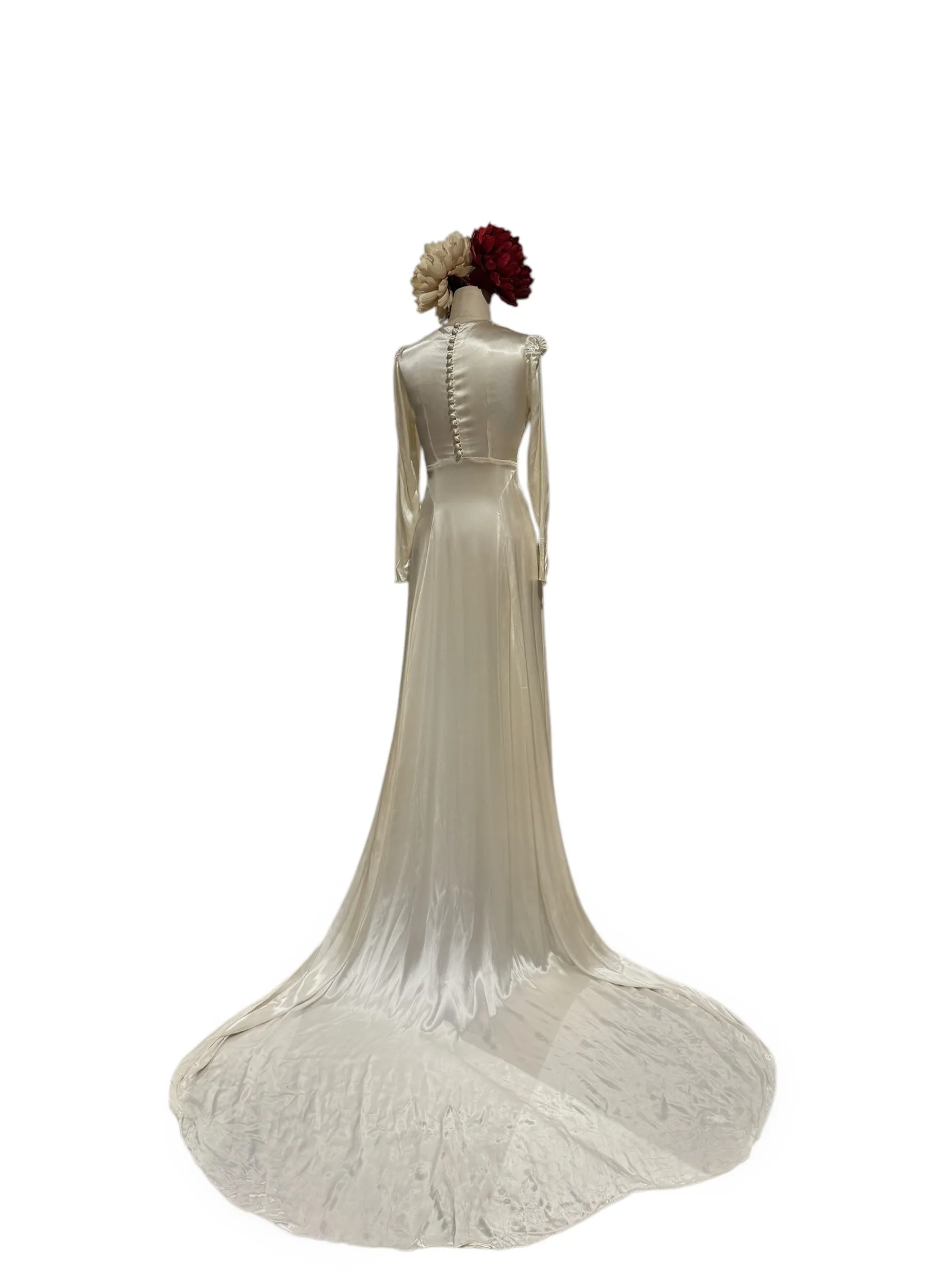 1930’s Satin Long Satin Wedding gown with Train