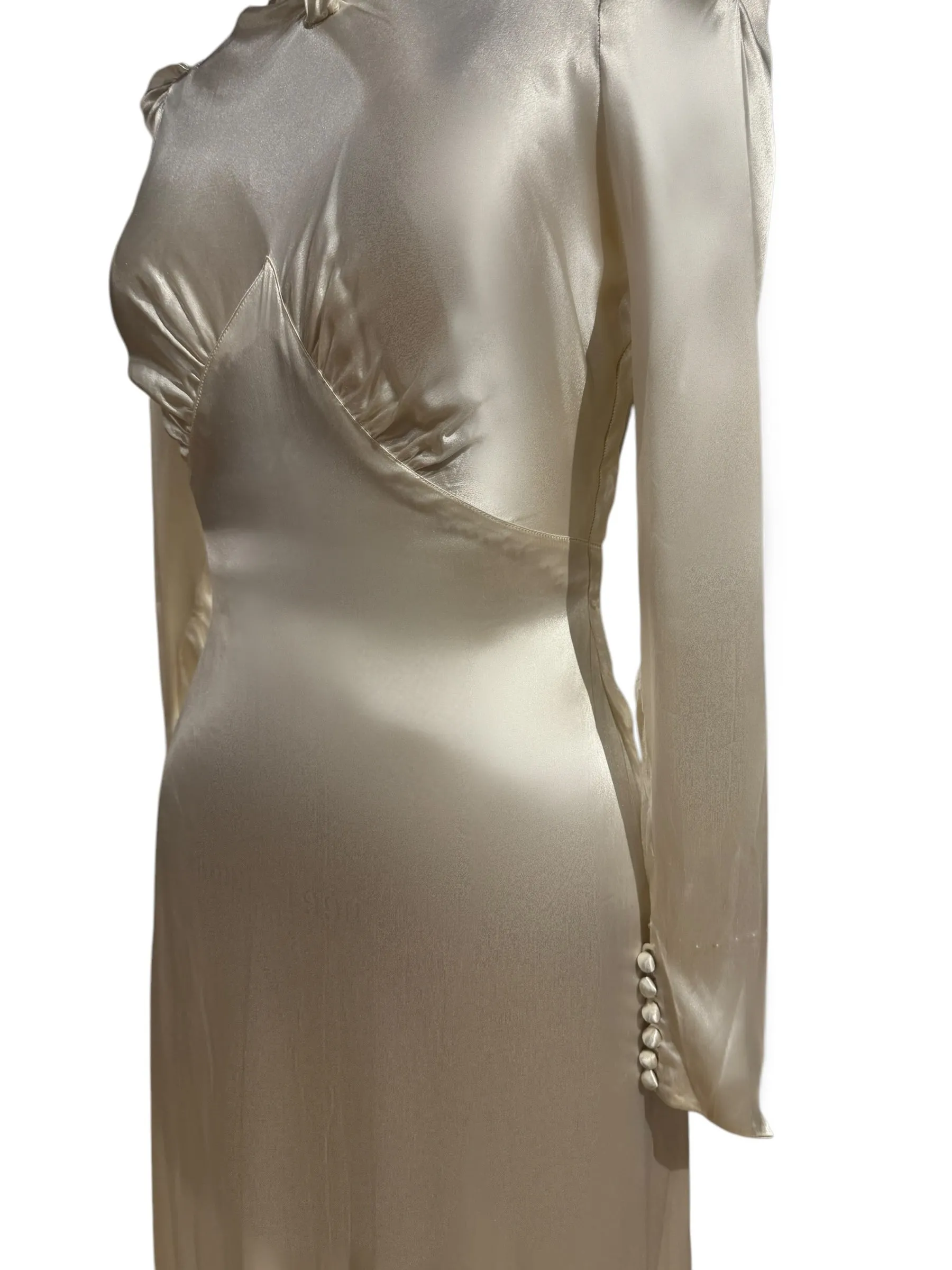 1930’s Satin Long Satin Wedding gown with Train
