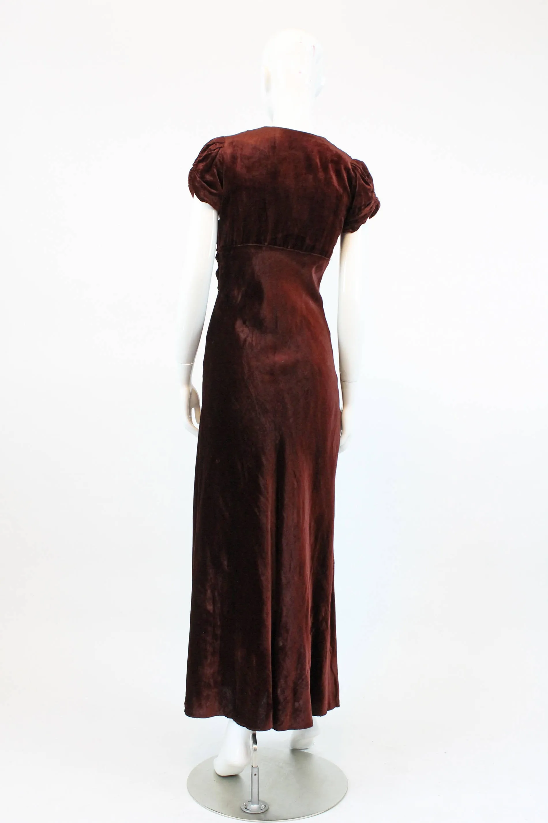 1930s velvet dress bias cut gown xs | new winter