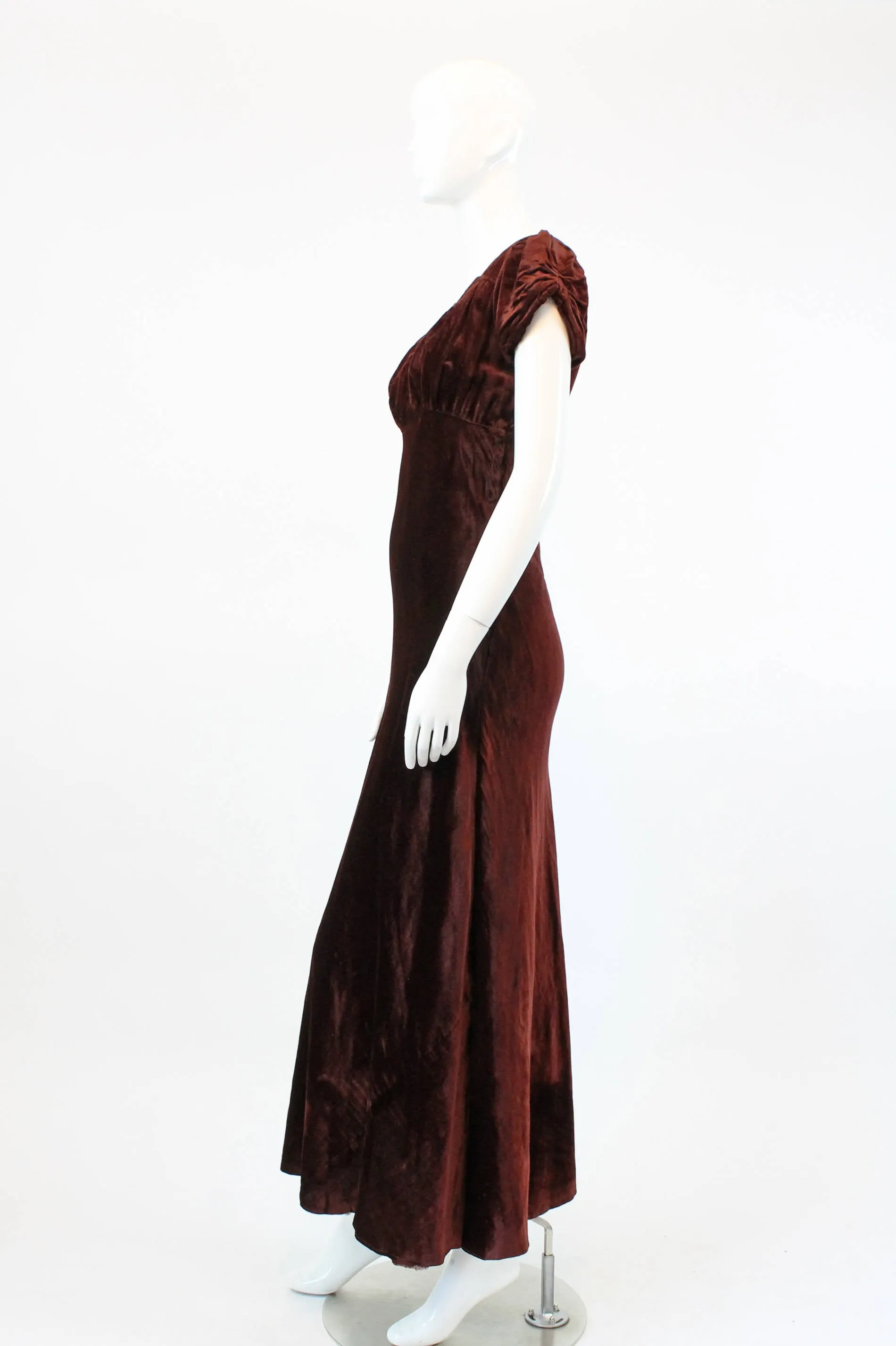 1930s velvet dress bias cut gown xs | new winter