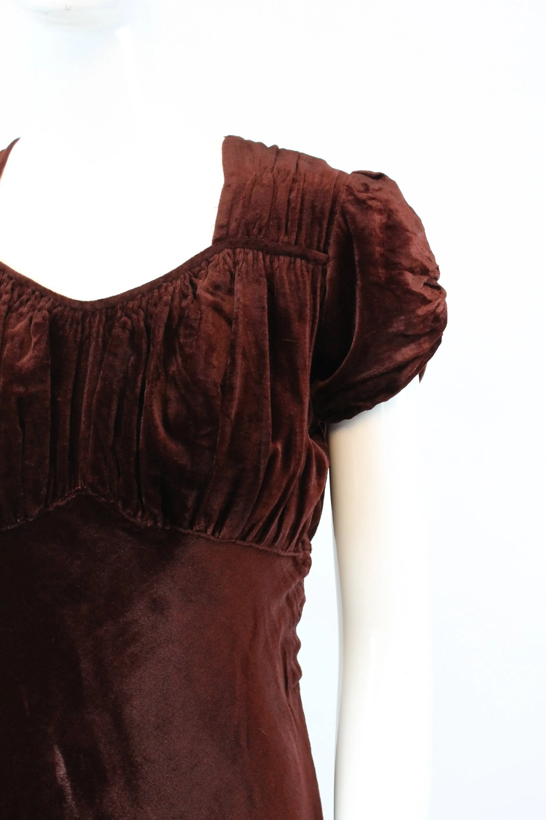 1930s velvet dress bias cut gown xs | new winter
