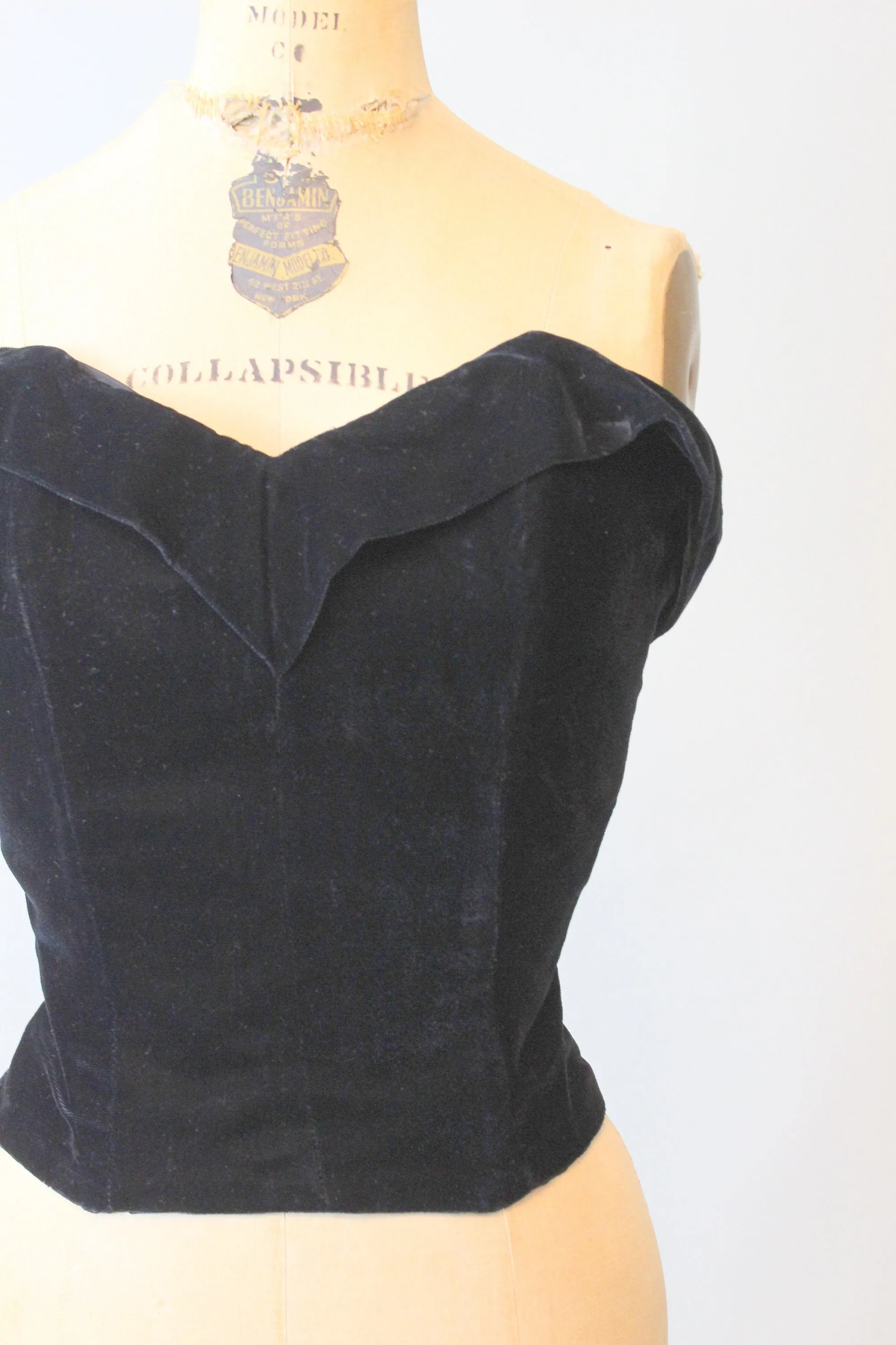 1950s VELVET bustier button back top xs  | new fall