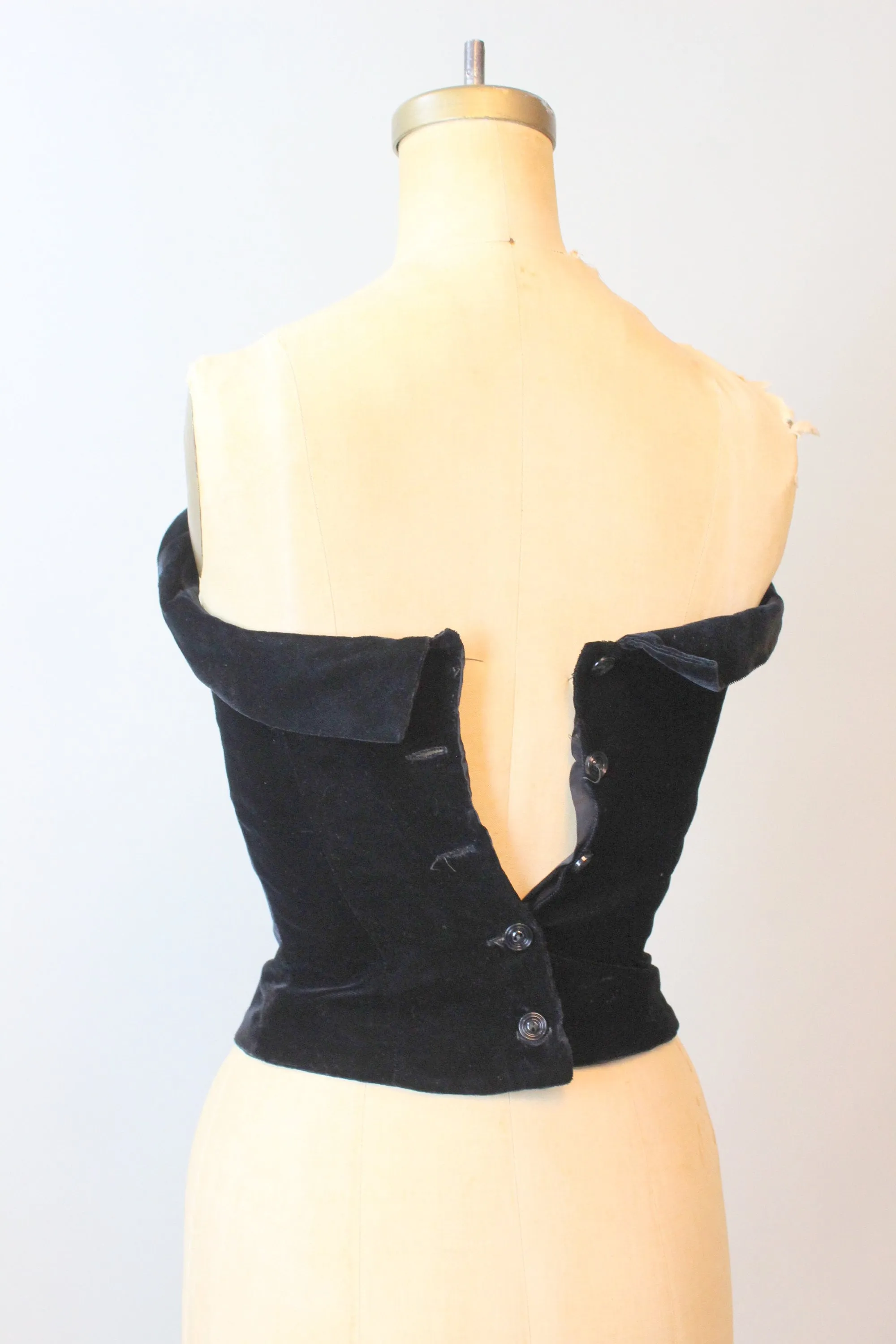 1950s VELVET bustier button back top xs  | new fall