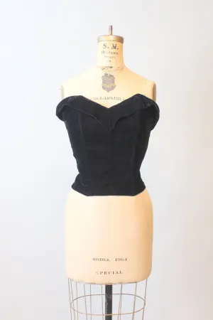 1950s VELVET bustier button back top xs  | new fall