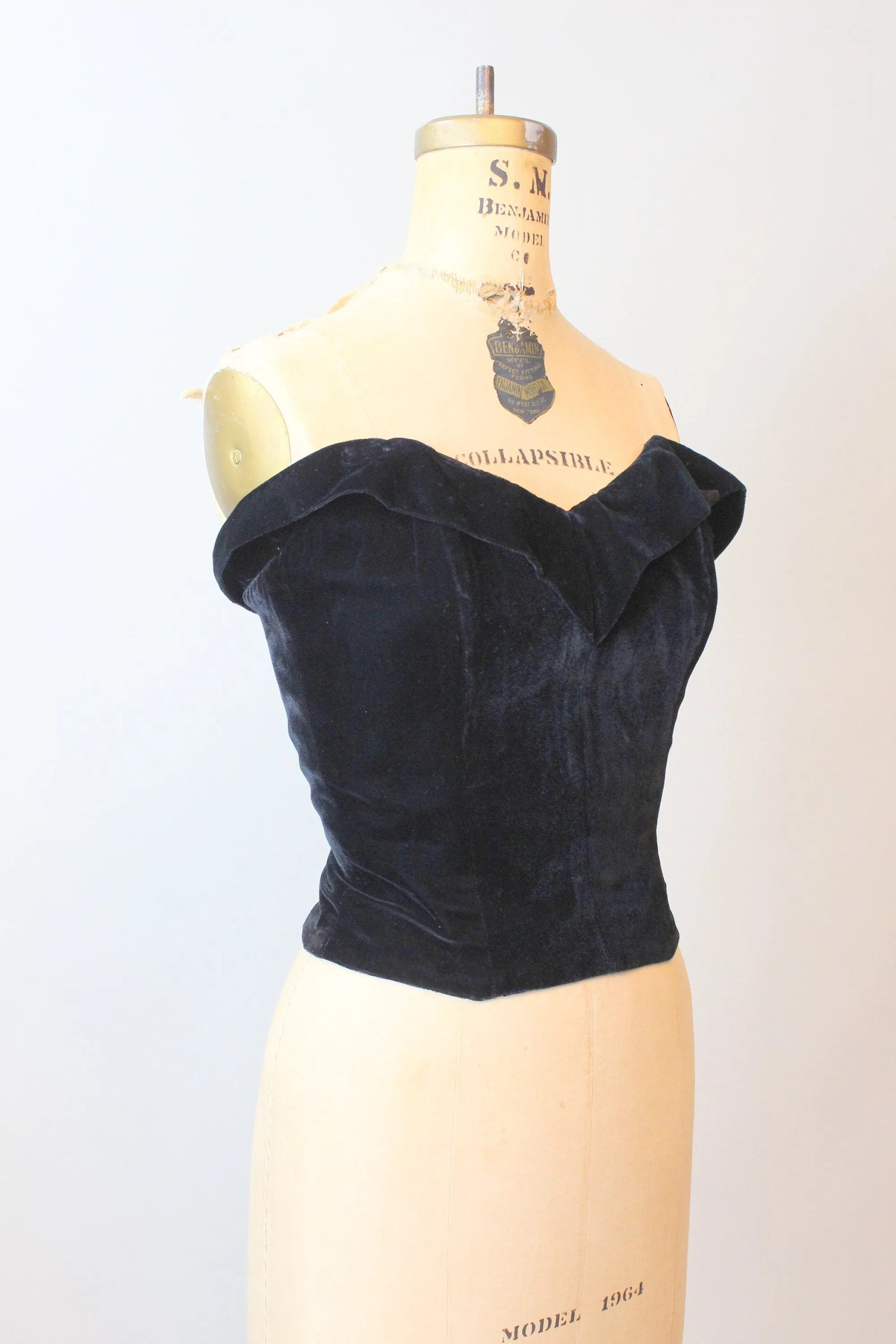 1950s VELVET bustier button back top xs  | new fall