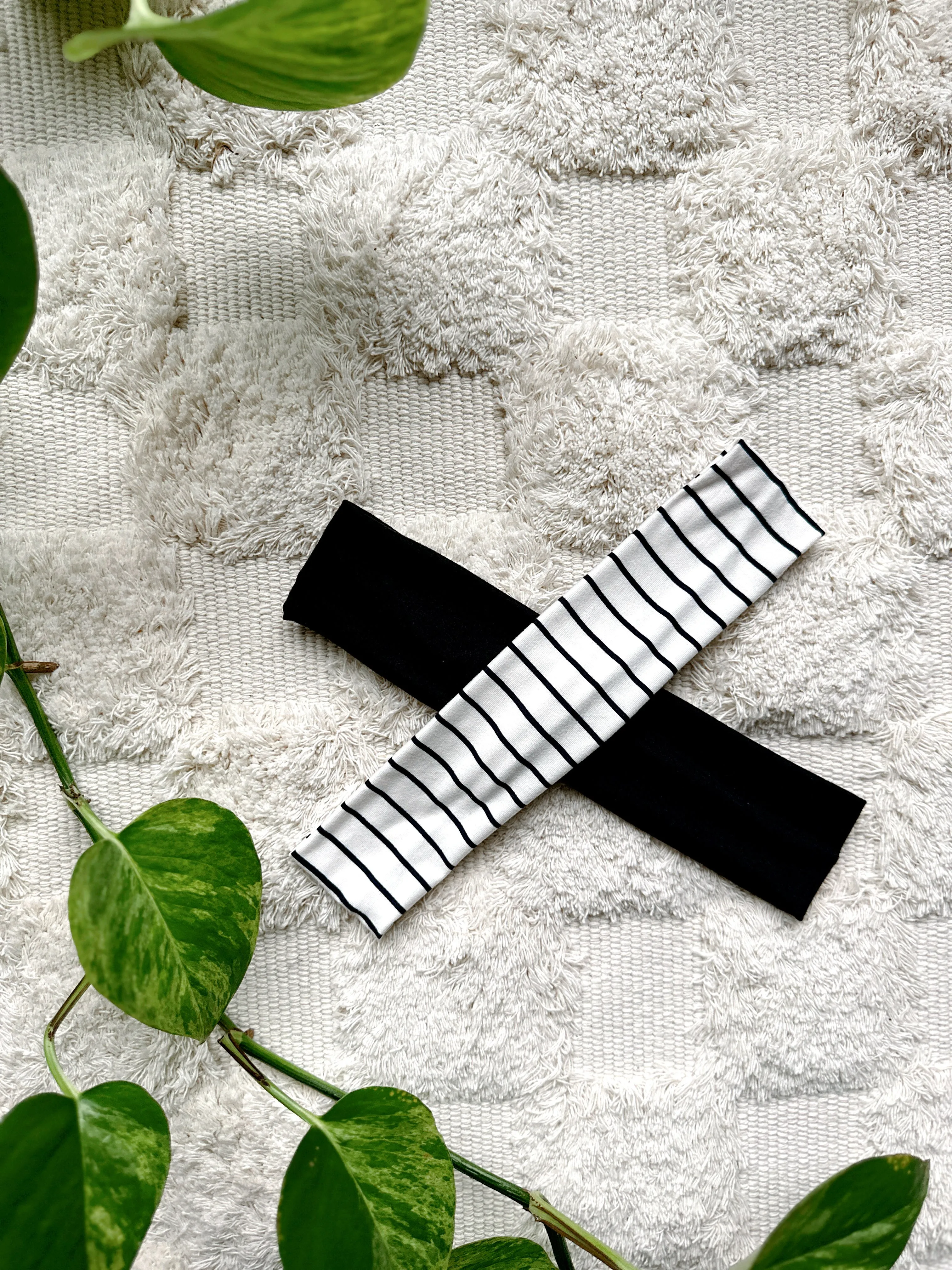 2 Pack - Flatband - Black/White Stripe & Black