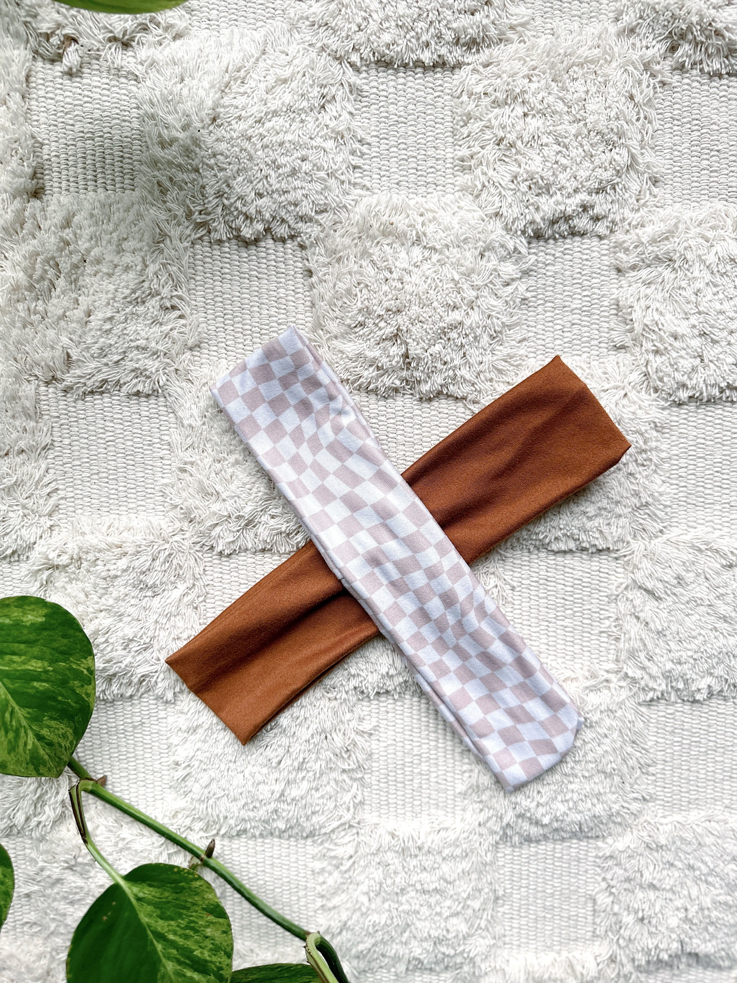 2 Pack - Flatband - Wavy Tan Checker & Cognac