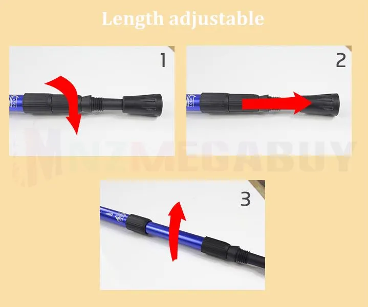 2 x Hiking Trekking Poles Walking Stick Anti Shock Adjustable Camping * Blue