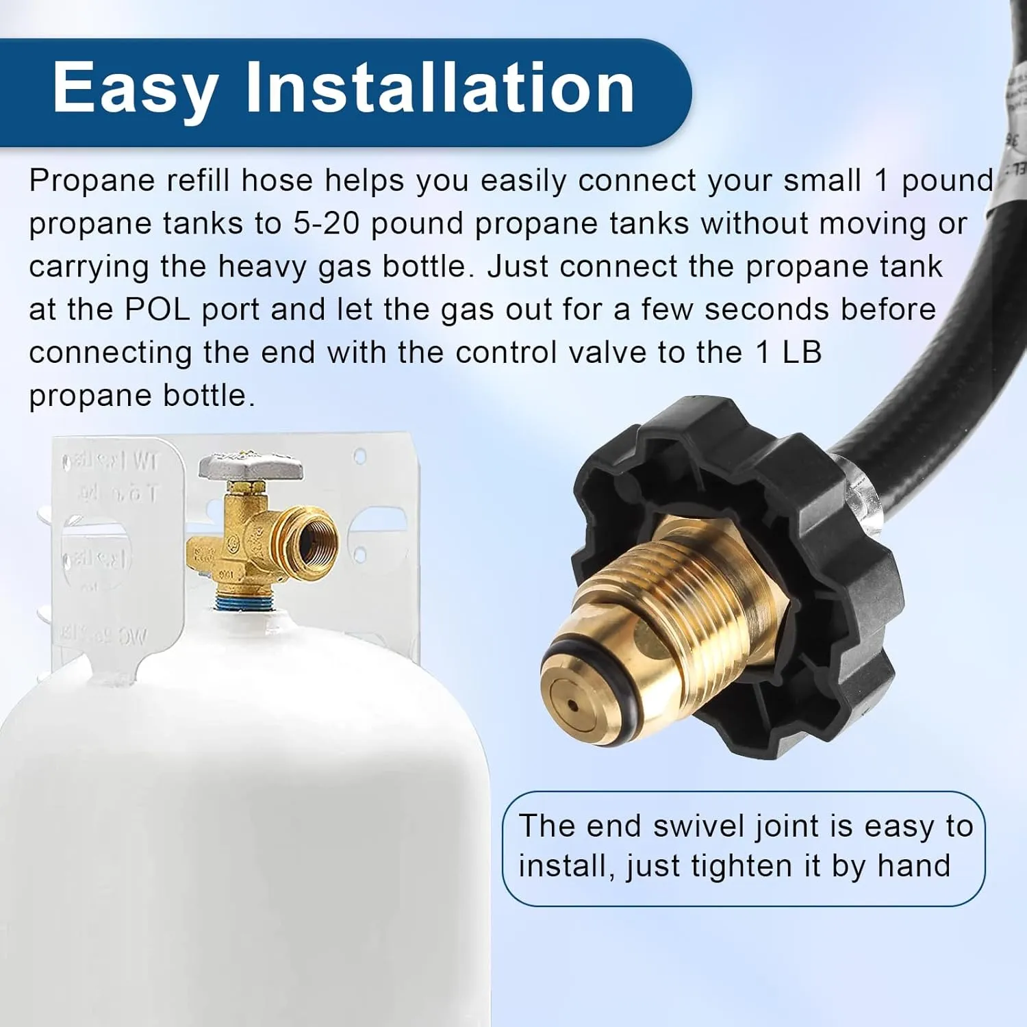 5Ft Propane Heater Adapter Hose Assembly, Compatible with Big Buddy Heater, Cole