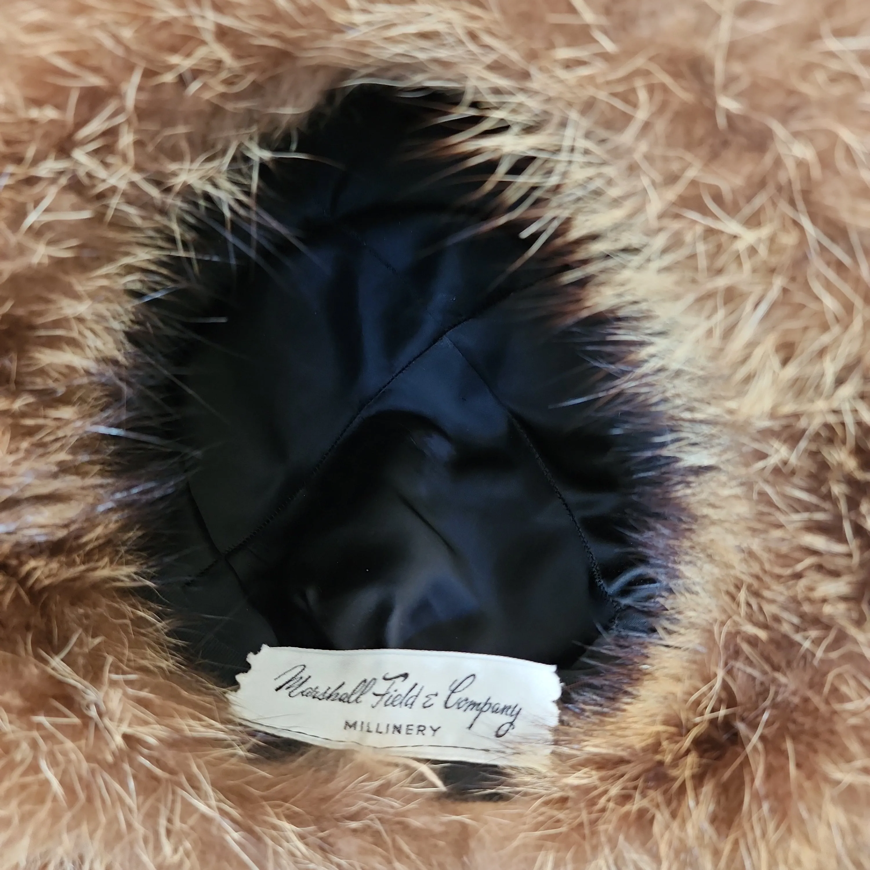 70s 80s Brown Fox Fur Hat Marshall Field