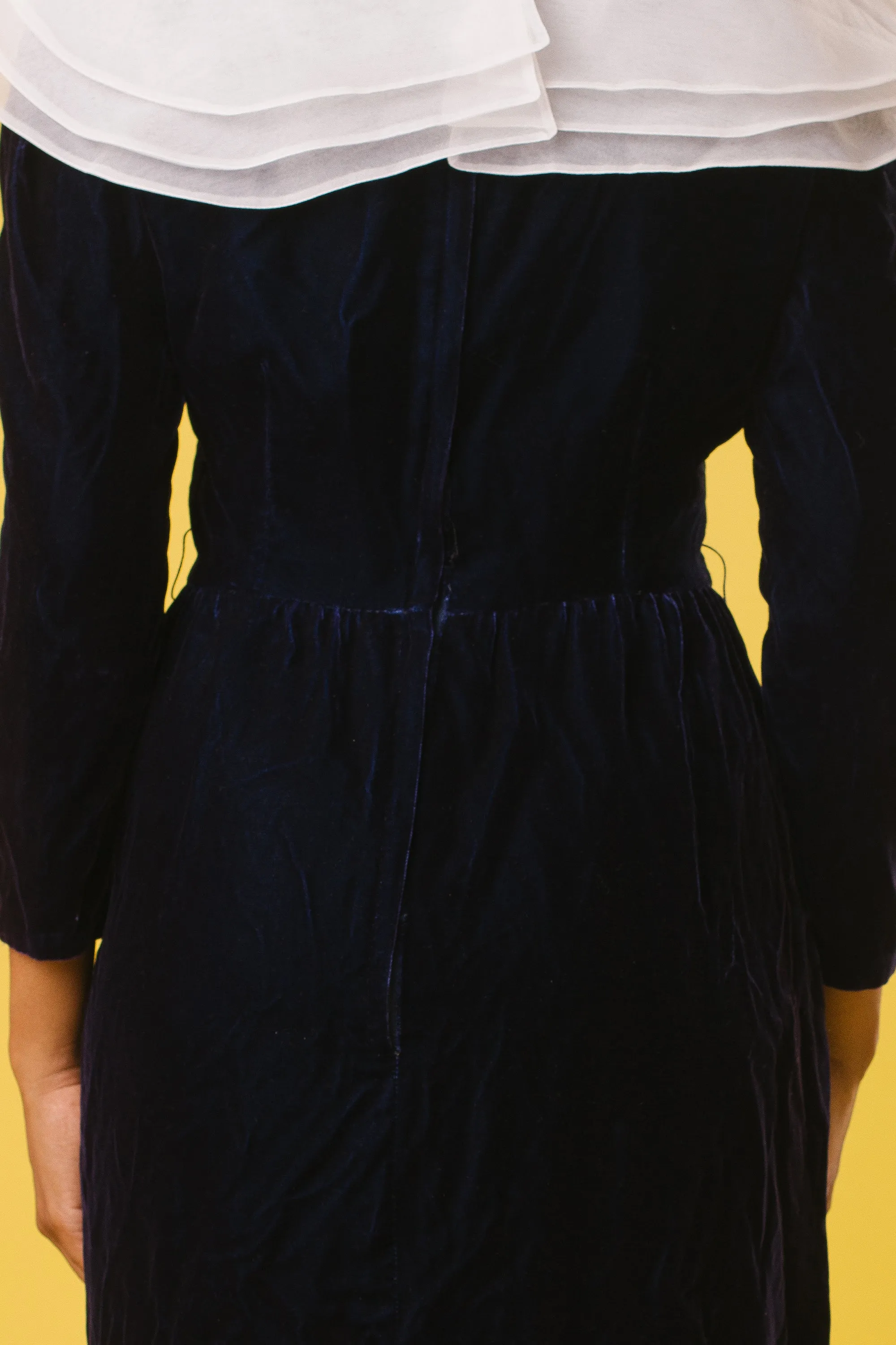 90's Blue Velvet Evening Dress | S