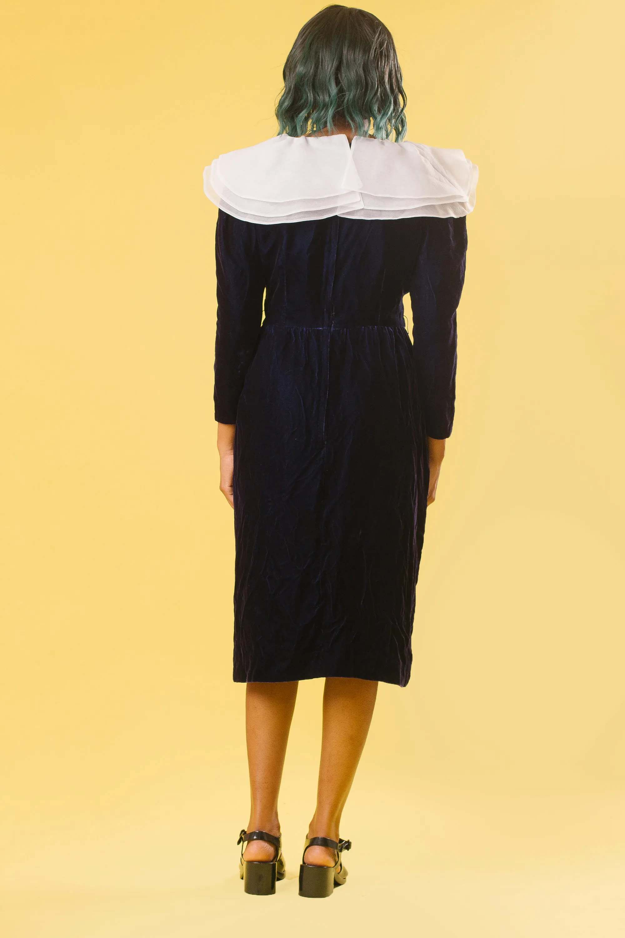 90's Blue Velvet Evening Dress | S