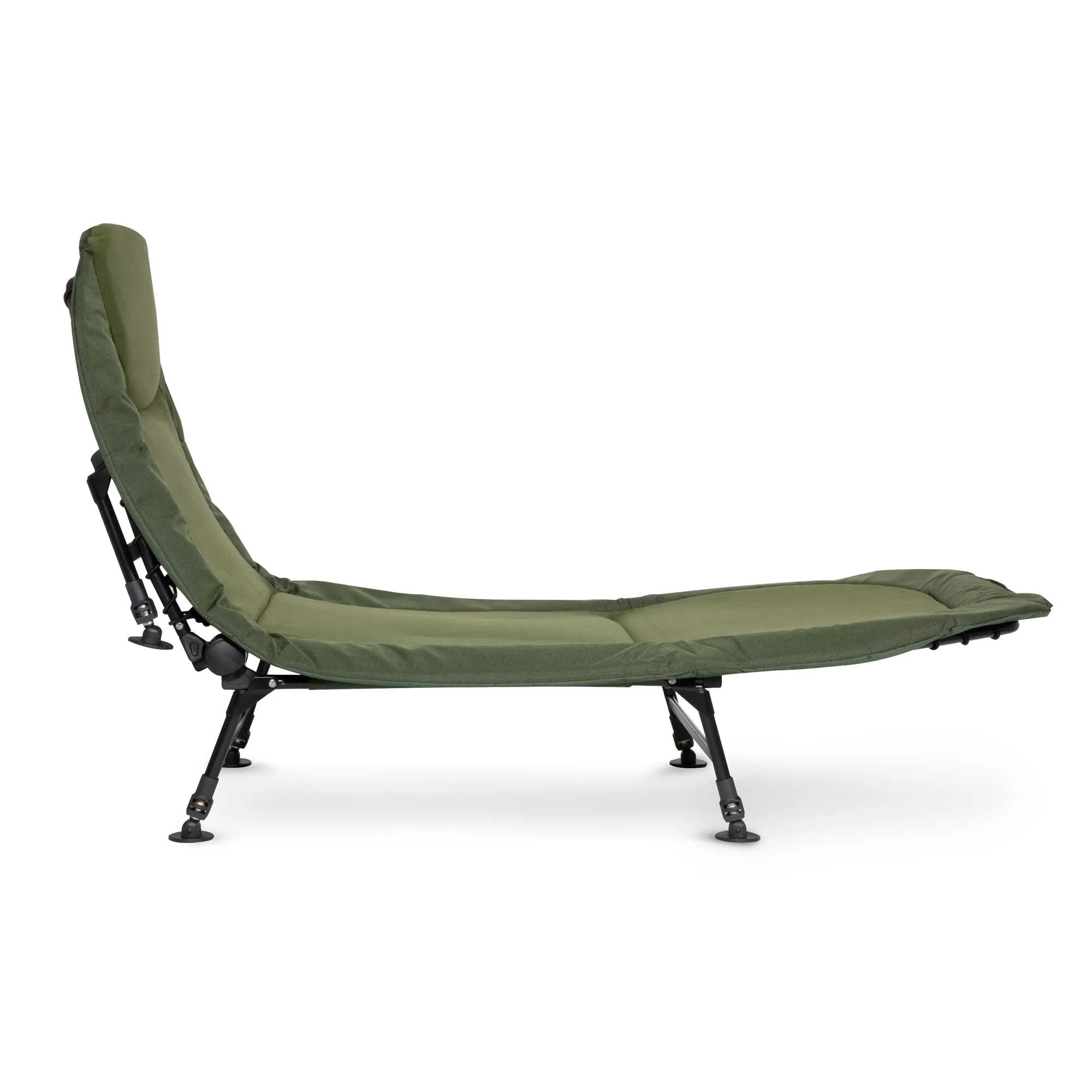 Adjustable Fishing Bedchair Fleece Mattress, Built-In Pillow, 6 Adjustable Feet - DL77