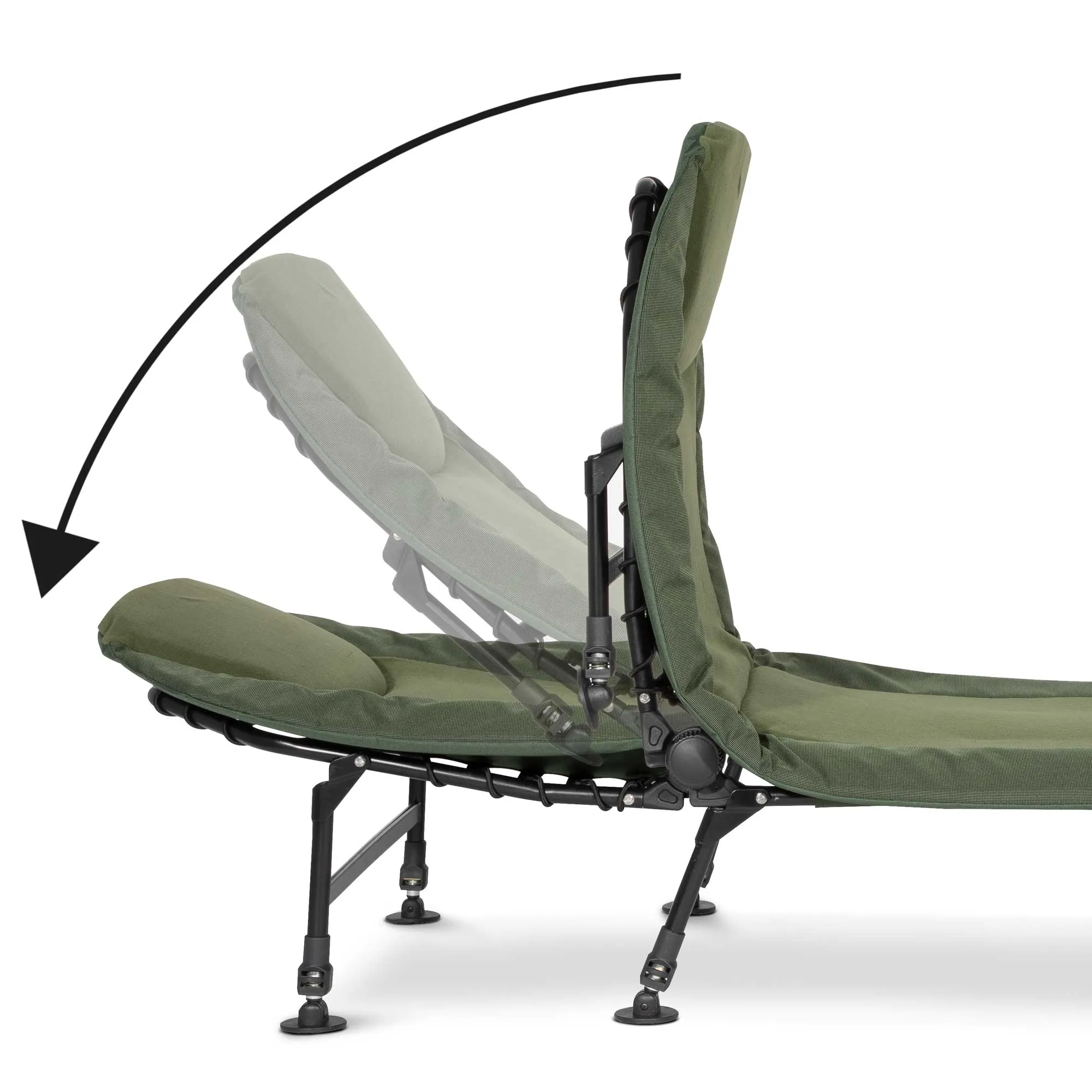 Adjustable Fishing Bedchair Fleece Mattress, Built-In Pillow, 6 Adjustable Feet - DL77