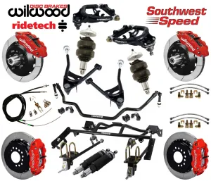 AIR RIDE & 4-LINK SYSTEM,ARMS,WILWOOD 13" BRAKES,RED CALIPERS,67-70 COUGAR