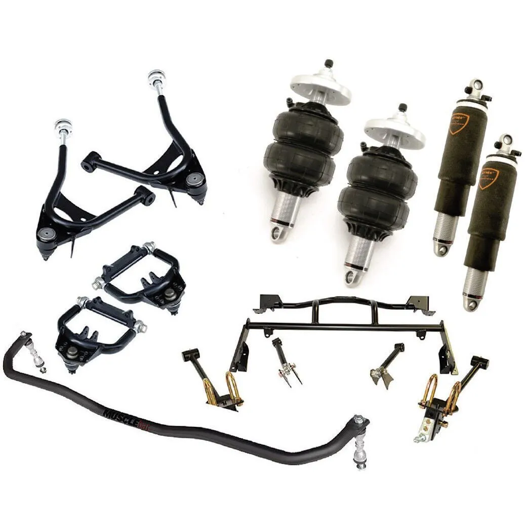 AIR RIDE & 4-LINK SYSTEM,ARMS,WILWOOD 13" DRILLED BRAKES,RED CALIPERS,67-70 COUG