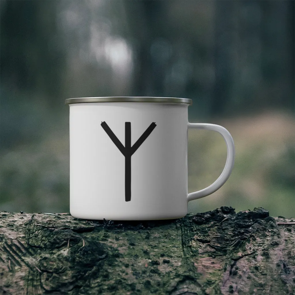 Algiz (Protection) Viking Rune Enamel Camping Mug
