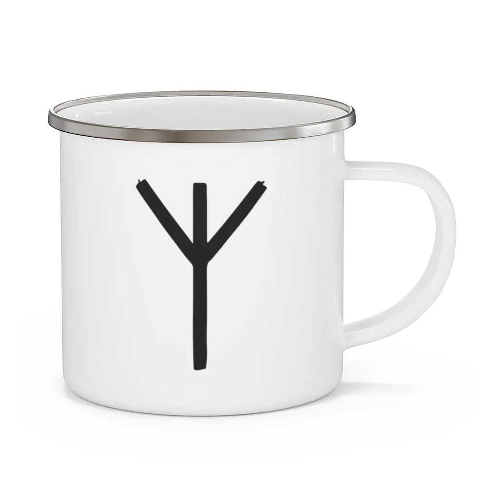 Algiz (Protection) Viking Rune Enamel Camping Mug