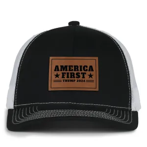 America First Leather Patch Hat