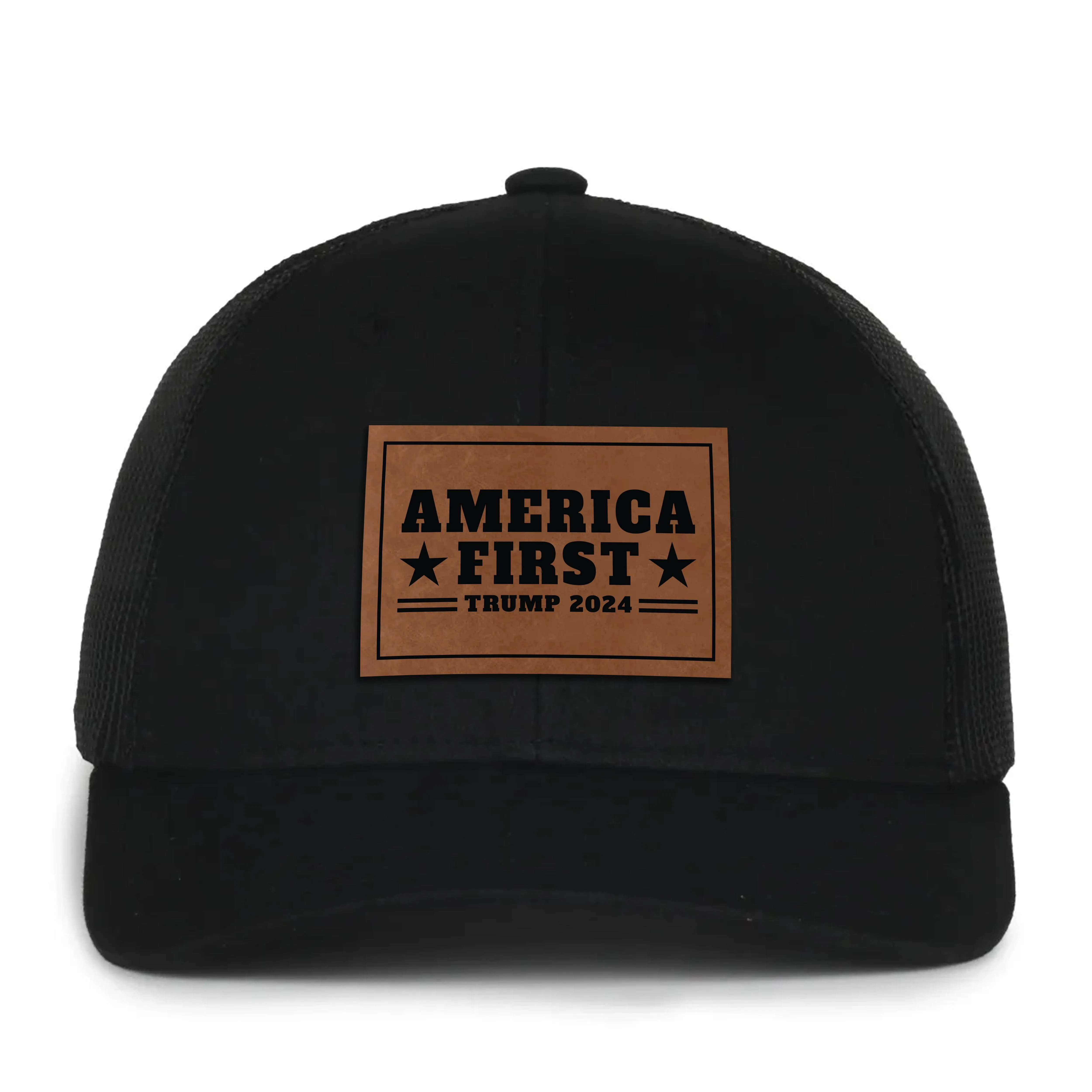 America First Leather Patch Hat
