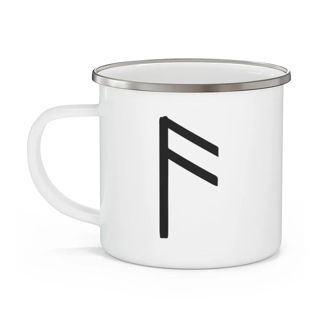 Ansuz (Wisdom) Viking Rune Enamel Camping Mug