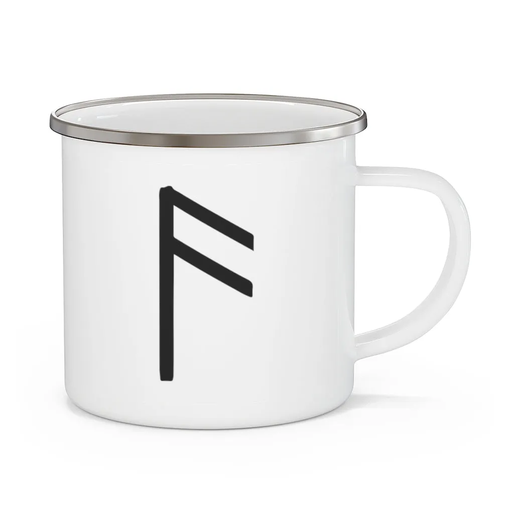 Ansuz (Wisdom) Viking Rune Enamel Camping Mug
