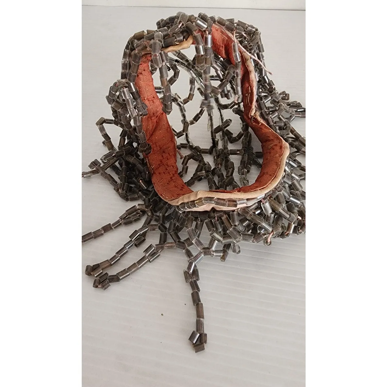 Antique Beaded Headress In Gray Beading Medusa Flapper
