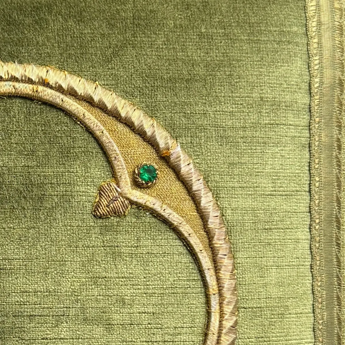 Antique Ecclesiastic Raised Gold Metallic Embroidery (E052524 | 16 1/2 x 16 1/2)