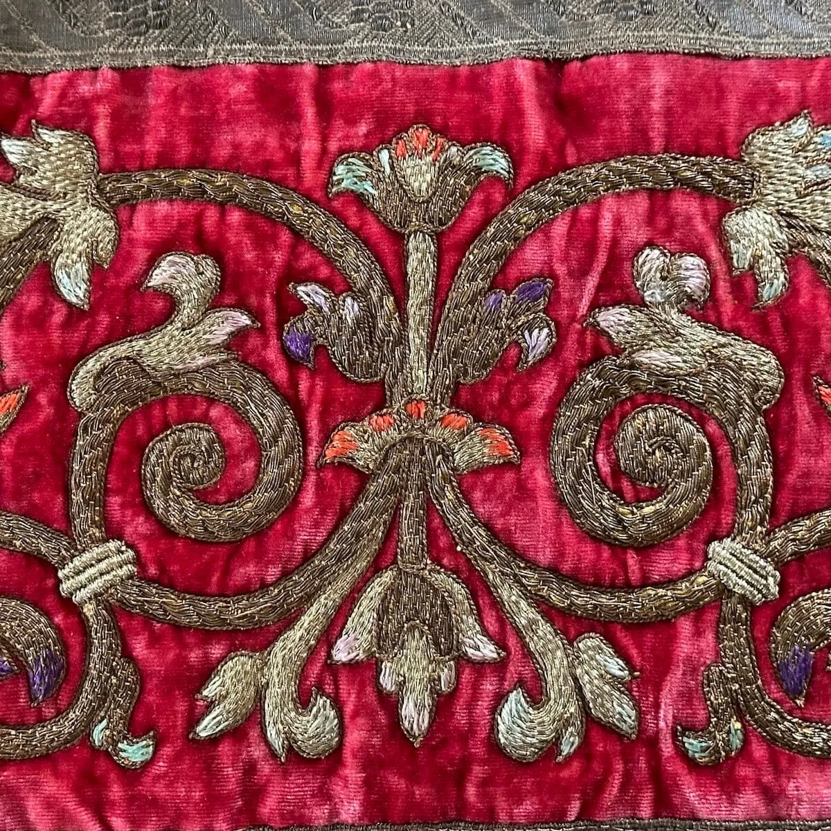 Antique European Silk and Metallic Embroidery (#E030824 | 14 1/2 x 26")