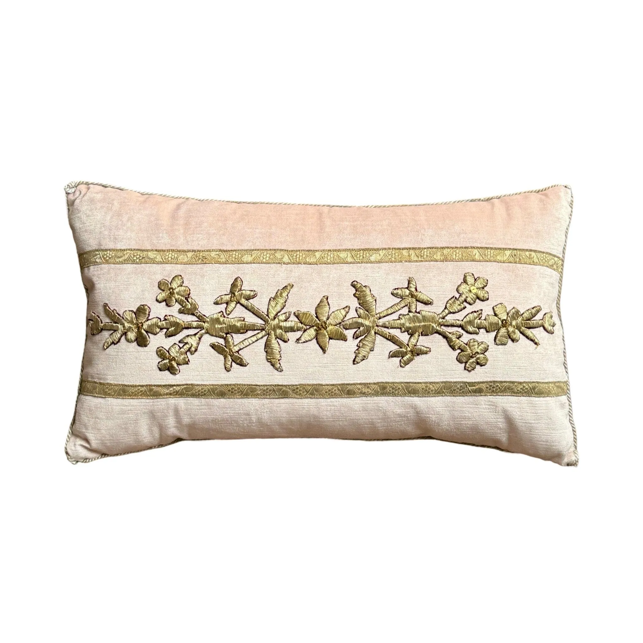 Antique Ottoman Empire Raised Silver Metallic Embroidery (#E042924 | 12 x 21″)