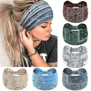 Awumbuk Wide Headbands for Women Knotted No Slip Head Bands Soft Turban Headband Hair Accessories Boho African Solid Color Head Wraps for Women Yoga Workout Pack of 6 (Nature)