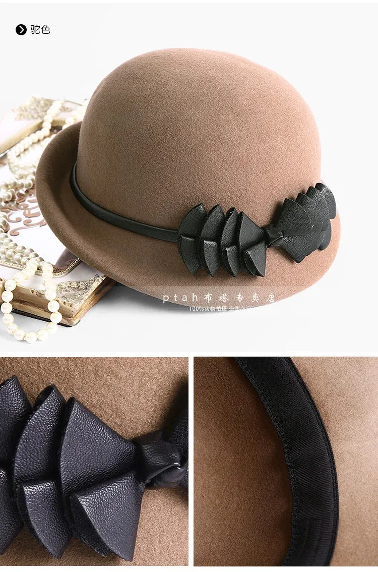 Beckyruiwu Lady Autumn And Winter Chic Irregular Brim Fedora Hats Woman Party Formal Top Grade 100% Wool Felt Hat