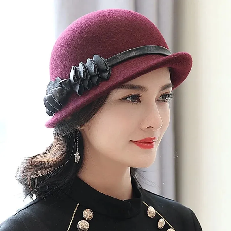 Beckyruiwu Lady Autumn And Winter Chic Irregular Brim Fedora Hats Woman Party Formal Top Grade 100% Wool Felt Hat