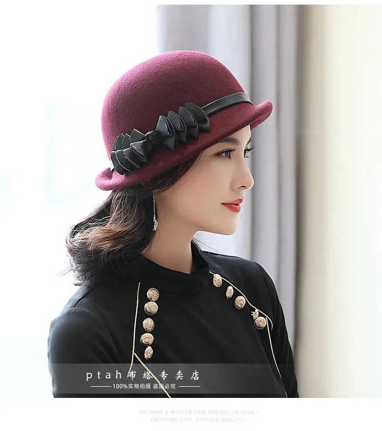 Beckyruiwu Lady Autumn And Winter Chic Irregular Brim Fedora Hats Woman Party Formal Top Grade 100% Wool Felt Hat