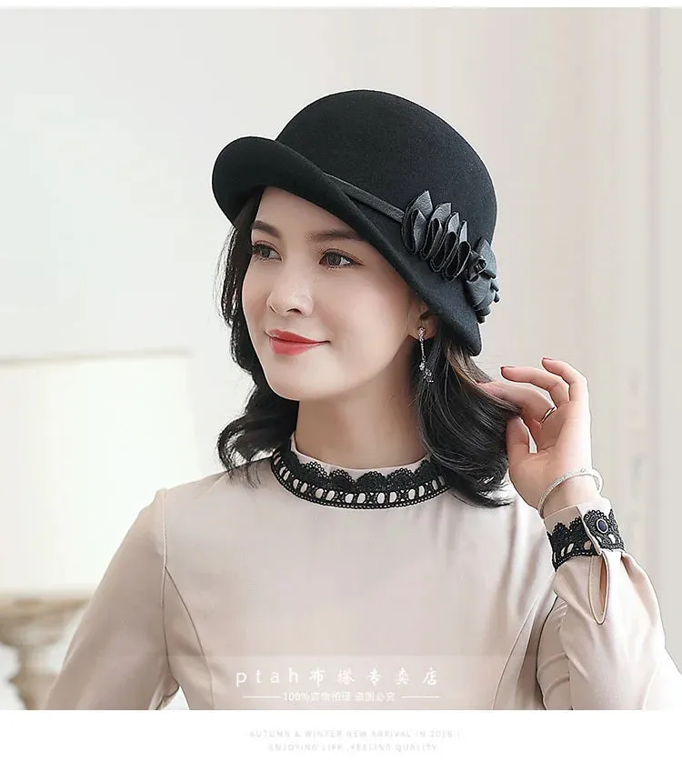 Beckyruiwu Lady Autumn And Winter Chic Irregular Brim Fedora Hats Woman Party Formal Top Grade 100% Wool Felt Hat