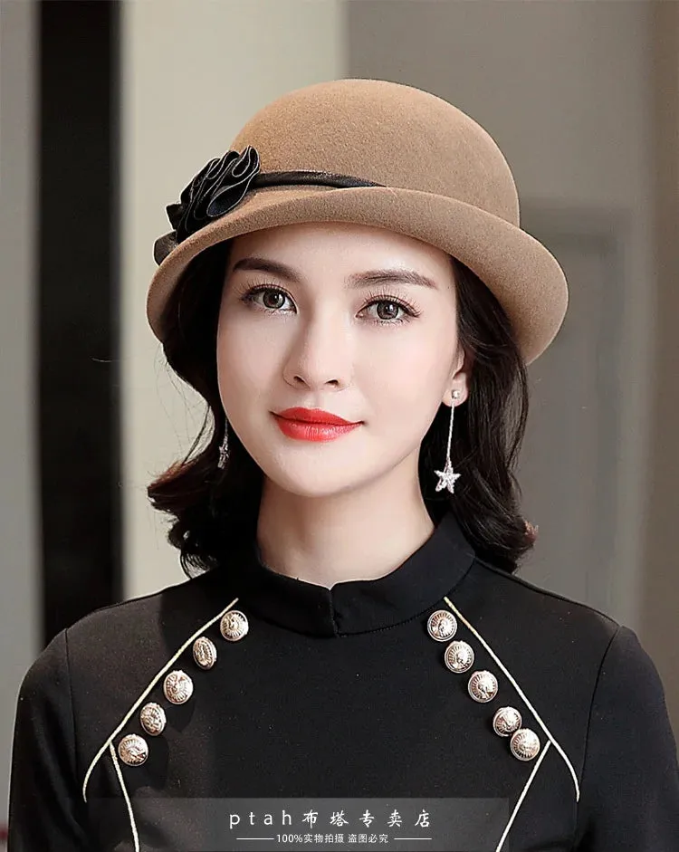 Beckyruiwu Lady Autumn And Winter Chic Irregular Brim Fedora Hats Woman Party Formal Top Grade 100% Wool Felt Hat