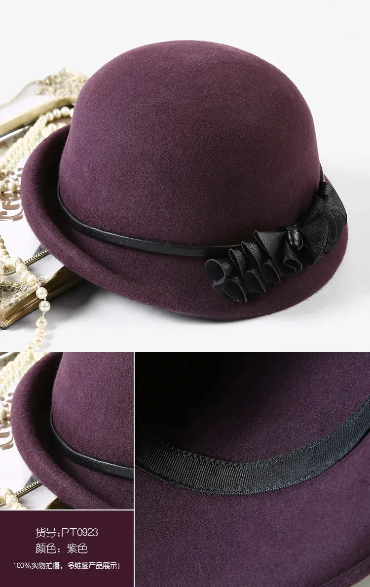 Beckyruiwu Lady Autumn And Winter Chic Irregular Brim Fedora Hats Woman Party Formal Top Grade 100% Wool Felt Hat