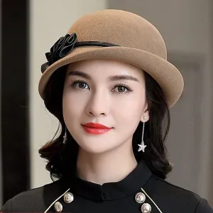 Beckyruiwu Lady Autumn And Winter Chic Irregular Brim Fedora Hats Woman Party Formal Top Grade 100% Wool Felt Hat