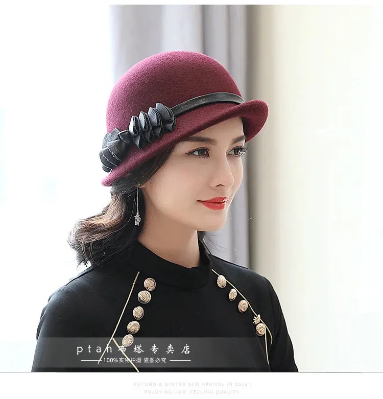 Beckyruiwu Lady Autumn And Winter Chic Irregular Brim Fedora Hats Woman Party Formal Top Grade 100% Wool Felt Hat