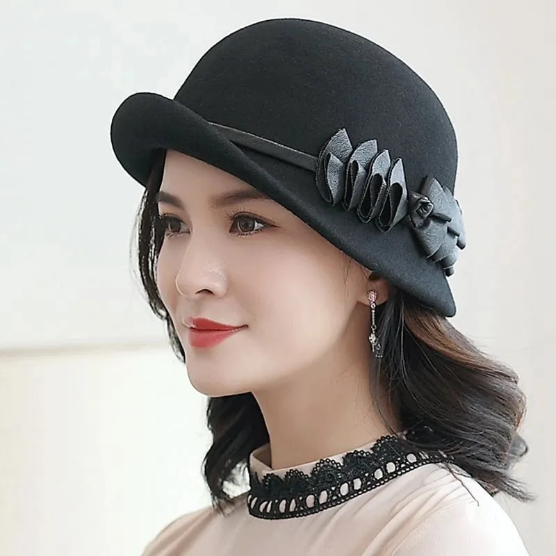 Beckyruiwu Lady Autumn And Winter Chic Irregular Brim Fedora Hats Woman Party Formal Top Grade 100% Wool Felt Hat