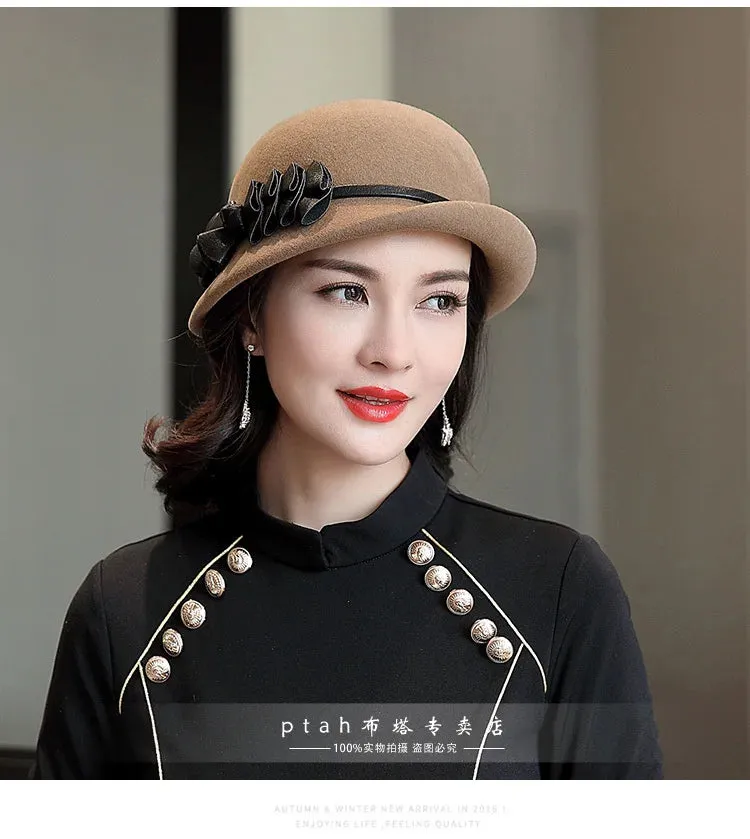 Beckyruiwu Lady Autumn And Winter Chic Irregular Brim Fedora Hats Woman Party Formal Top Grade 100% Wool Felt Hat