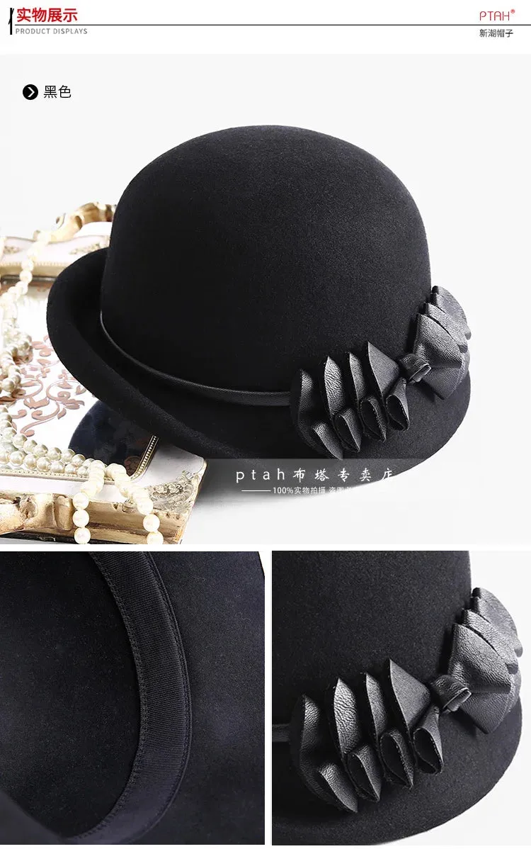 Beckyruiwu Lady Autumn And Winter Chic Irregular Brim Fedora Hats Woman Party Formal Top Grade 100% Wool Felt Hat